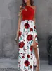 Robe Maxi imprimée florale pour femmes, Y2K, Sexy, asymétrique épaule dénudée, fente sur les cuisses, robe de soirée, de plage, de fête, Y1006