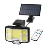 Lampade da parete per esterni 96/168LED lampione solare impermeabile sensore di movimento PIR lampada telecomando intelligente sicurezza giardino