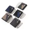 Wallets Men Boys Plain Canvas Tri-Fold Wallet Casual Mini Card Holder Cash With Chain Design 5 Colors