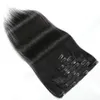 Clip droit dans les extensions de cheveux humains Clips de couleur naturelle mongole pour les femmes noires 120G 8pcs / set Fabriqué à la machine