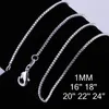 Chains 40cm-60cm Thin Real 925 Sterling Silver Fine Box Necklace Women's Girls Children's 16-24 Inch Jewelry Lovely Gift