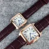 2021 Drop Man Kobiety oglądają wysokiej jakości klasyczne zegarki modowe skórzane czarne brązowe dama na rękę luksusowy kwarc WATC208R