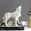 تماثيل كائنات زخرفية تماثيل ديكور المنزل النحت ديكور المنزل غرفة المعيشة الراتنج مجردة الذئب هندسية الحيوان الفن الحديث