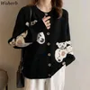 Japanse kawaii vest vrouwen schattige trui jas cartoon beer print koreaanse knitwear meisjes zoete losse vestigans 210519