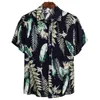 Leaf Shirts Homens Imprimir Manga Curta Casual Aloha Camisa Mens Beach Holiday Hawaiian Camisas Verão Brand Cozy Flor Camisa 210524