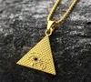 Olho de Aço Inoxidável de Horus Pirâmide Freemason Pingente Maçônico Preto Mal Olho Cristais Mason Colar Jóias Religiosas