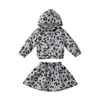 kids Clothing Sets girls outfits Children Leopard Hooded Tops+skirts 2pcs/set Summer Spring Autumn fashion baby Clothes