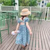 Kinderkleidung Großhandel Sommer Koreanisches rückenfreies Kinderkleid Mädchen Blumenrücken Hohl-Out Retro Blase Europäischer und amerikanischer Stil