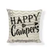 Pillow Case Happy Camping Printed Decoration Pillow Cover linen Home Sofa Throw Pillow Cases Square Cushion Cover Bedroom Decor KKB2683