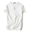 Homens Camiseta Algodão de Verão Tshirts Casual Manga Curta Estilo Chinês Vintage V Neck T-shirt Plus Size Oversize Branco Preto Tops 210716