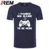 Eu parei meu jogo para estar aqui homens t-shirt engraçado video gamer jogador jogador humor piada camisetas letter impressão tops 210324