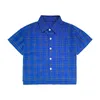 Pojkar sommar plaid kortärmad tröjor Koreansk stil Bomull Casual Loose Toppar Kläder 210615