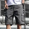 Mens Shorts Summer Cargo Fashion Knee Length Drawstring Men Cotton Khaki Work Bermudas Masculina Plus Size 7XL 210712