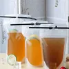 3 Size Plastic Drink Packaging Bag Pouch for Beverage Juice Milk Coffee with Handle and Holes for Straw