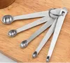 5 pièces/ensemble cuillères à mesurer rondes en acier inoxydable outils de cuisson de cuisine pour mesurer l'outil de cuisson de gâteau en poudre liquide