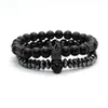 Men Bracelet Natural Moonstone Bead Matte Oxyn Stone Beads Skull Set Crown Jewelry Mens Bracelets For Women1020573