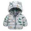 Nya babykläder söt tecknad utländsk stil förtjockad varm down jacka tecknad dinosaurie småbarn pojke jacka 0-5 år gammal H0909
