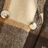 Traje a cuadros de lana Retro a la moda, chaqueta de temperamento de trabajo para mujer, chaqueta con botones de doble fila y solapa suelta para mujer 210521
