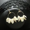 Dangle Lustre Mode Bohème Grand Cercle Rond Boucles D'oreilles Charme Blanc Shell Perle Perles Déclaration Pour Les Femmes Boho Bijoux De Mariage