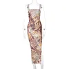 ファッションの夏のノースリーブボディコンプリントドレス女性鉛筆ロングドレススパゲッティストラップサンドレス女性ストリートウェアvestidos 210625