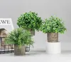 3Pcs Set Mini Potted Artificial Plants Eucalyptus Leaves Flower Pot Decorative for Indoor Office Desk Decor Home Garden Fake Greenery Plant