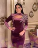 2022 Plus Size Arabisch Aso Ebi Lila Samt Sexy Ballkleider Perlen Kristalle Abend Formale Party Zweiter Empfang Geburtstag Verlobungskleider Kleid ZJ667