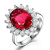 Prestige Sterling Silver Ringar Prinsessan Diana William Kate Sapphire Emerald Ruby Ring, damer förlovning smycken