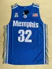 2022 NCAA 100 % genähtes Memphis Tigers #32 James Wiseman College Basketball Schwarz besticktes Trikot S-3XL