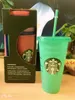 Starbucks Mermaid Goddess 24oz Color Change Tumblers Plast Dricksaft med läpp och halm Magic Kaffe Koppar Kostnadskoppar