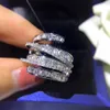 Choucong Anel feminino exclusivo em forma de T, diamante branco, dourado, cheio de noivado, aliança de casamento, para mulheres, homens, joias de dedo 211r