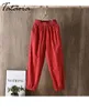 Ice Silk Cotton Linen Pants Vintage Coffee Solid Color Women Harem Ankle-length High Waist Sweatpants Trousers 210514