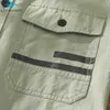 Мужчины весенний осень корейский стиль 100% хлопок высококачественная рубашка мужской повседневный свободный с длинным рукавом отворотыми вершинами двойной карманный модный ультрамодность 210721