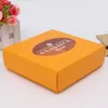 14*14*4.5cm Kraft Paper Chocolate Macaroon Box Hold 9 Pcs.cracker Box Packaging 200pcs