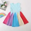 Neugeborenen Kleider Kleinkind Kind Baby Mädchen Sommer Regenbogen Nähte Kleid Ärmellose Prinzessin Kleid Kinder Kleidung Q0716