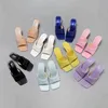Slippers Women Square Toe Slippers Ladies Sexy Thin High Heels Female Gingham Casual Slides Women's Leisure Comfort Shoes Plus Size 220307