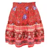 Estilo de Verão Casual Mulheres Beach Boho Mini Saia Floral Floral Impresso Bohemian Forma Flor Imprimir Saia Mulheres Saias 210514