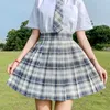 HARAJUKU Kadın Etekler Yüksek Bel Ekose Pileli Etek Okul Kız Kawaii Cosplay Lolita Bayan Japon Tarzı için 210629