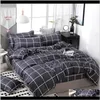 Sets Benodigdheden Textiel Tuin Drop Levering 2021 3/4 Stks / Set Geometrische Patroon Katoen Trooster Beddengoed Zwart Beddengoed Duvet ER Set Grijs Nee