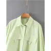 Casual Inglaterra vintage sólido verde manga longa za mola blusa mulheres blusas mujer de moda camisa curta as mulheres tops 210721