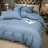 Yatak Takımları Basit Yıkanmış Pamuk Katı Renk Dört Parçalı Çıplak Uyku Sac Yorgan Kapağı Üç parçalı yatakhane yatak