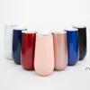 Fluit Ei Mok Wijnglazen Tumblers Stemless Rose Gold Cup Roestvrijstalen Dubbelwandige vacuüm Geïsoleerde Mokken met deksel Seaway LLF12369