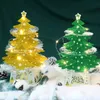 Décorations de Noël Mini bureau Ornements d'arbre de Noël Carte Pop-up 3D brillante avec lumières Décoration de Noël w-01008