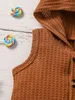 Baby Button Front Waffle Knit Hooded Romper SHE