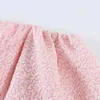 Spring Women Lantern Sleeve Rosa Jacquard Kort Skjorta Kvinna Slash Neck Blus Casual Lady Sexy Crop Tops Blusas S8599 210430