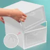 33 * 23 * 14cm Épaissir Boîte à chaussures en plastique transparent Boîtes de rangement anti-poussière Flip Transparent Bonbons Couleur Chaussures empilables Organisateur Décoration de la maison Bacs 50pcs