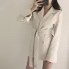 Sonbahar Kore Vintage Bayan Takım Elbise Ofis Bayan Kadınsı Yüksek Sokak Ince Tüm Maç Zarif Blazers Coat Kadınlar Uzun Kollu Dış Giyim 210514