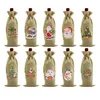 DIY Linen Burlap Wine Bags Diamond Christmas Wines Gift Bag Bottle With Drawstring Tag Rope Reusable Merry Xmas Wine Bottles Covers For Storage HH21-841