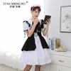 Men's Maid Outfit Anime Long Dress Black and White Apron Dress Lolita Dresses Cosplay Costume Waitress Maid Party Stage Costumes Y0903