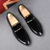 Luxury Fashion Autumn Shadow Patent Leather Groom Wedding Shoes Italian Style High Quality Slip on Oxford Dress Party Loafers H18