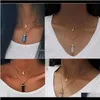 Necklaces & Pendants Drop Delivery 2021 Two Layers Necklace Gold Moon And Color Hexagon Stone Crystal Prism Pendant Choose With Plated Metal